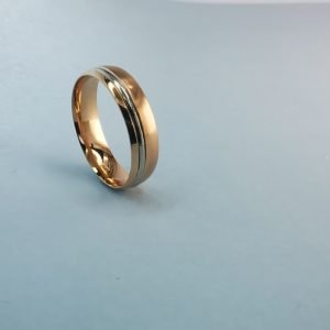 Vestuvinis žiedas 5mm su baltu aukso juostele - Image 4