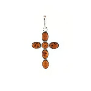 Sidabrinis kryželis su gintaru