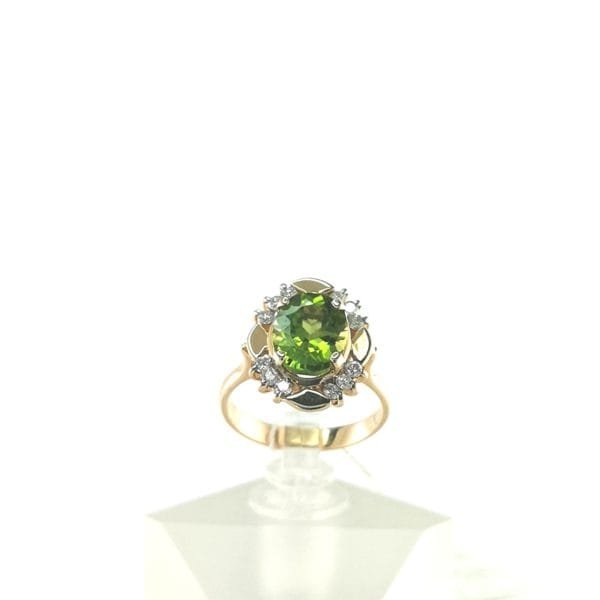 Auksinis žiedas su briliantu ir peridotu - Image 2
