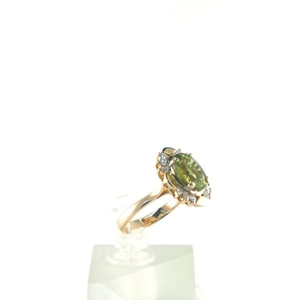 Auksinis žiedas su briliantu ir peridotu - Image 5