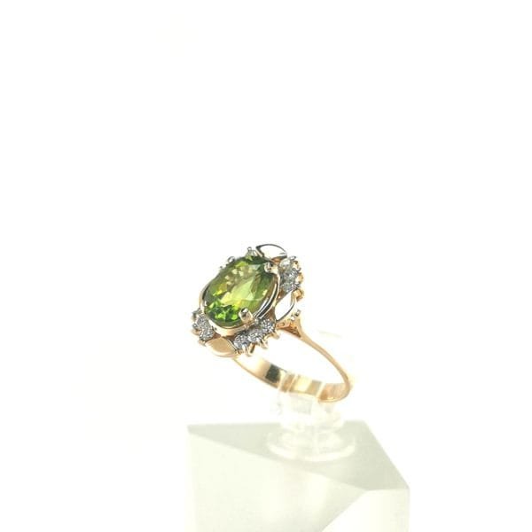 Auksinis žiedas su briliantu ir peridotu - Image 3