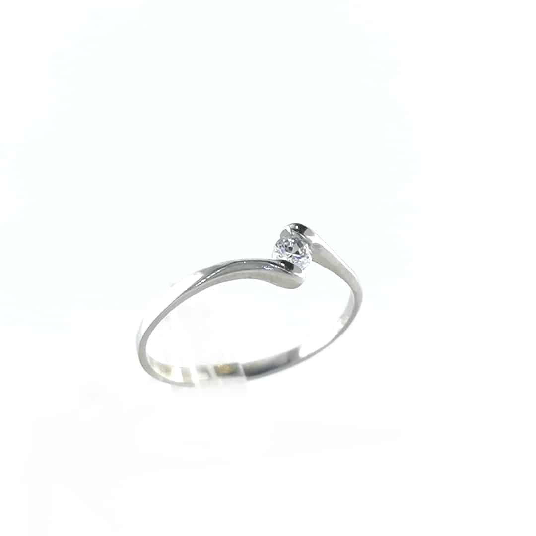 Balto aukso žiedas su cirkoniu 3 Balto aukso žiedas su cirkoniu - Image 3