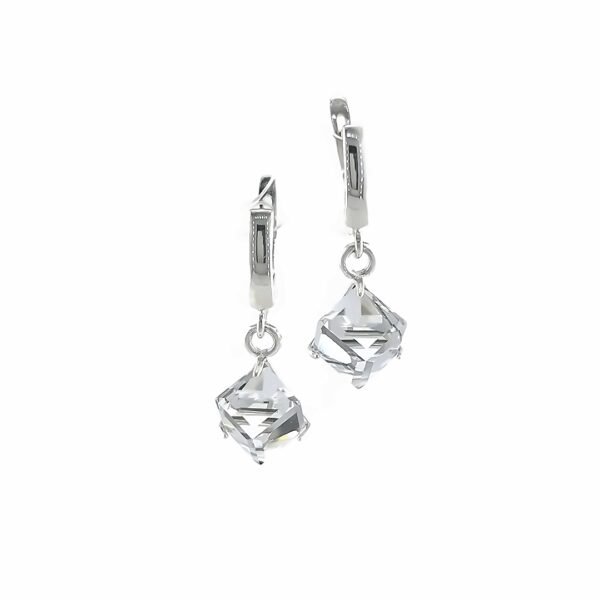 Sidabriniai auskarai su Swarovski kristalais - Image 2