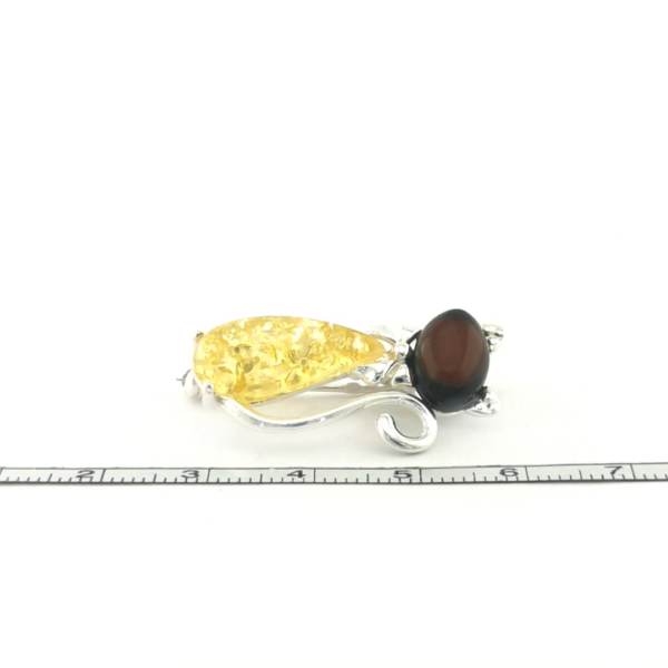 Sidabrinė segė su gintaru katinas - Image 3