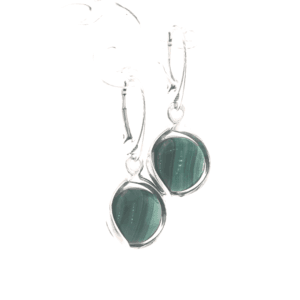 Sidabriniai auskarai su malachitu